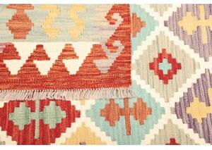 Tappeto Kilim Geometrico Rosso Azzurro 155x203 Cm
