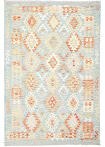 Tappeto Kilim Geometrico Celeste Mattone 174x255 Cm