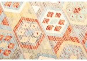 Tappeto Kilim Geometrico Arancione Celeste 153x201 Cm