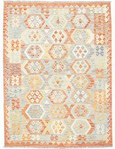 Tappeto Kilim Geometrico Arancione Celeste 153x201 Cm