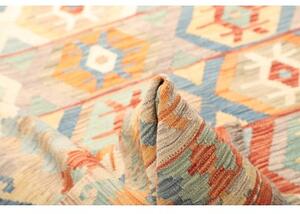 Tappeto Kilim Geometrico Arancione Azzurro 197x293 Cm