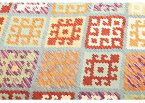 Tappeto Kilim Geometrico Azzurro Rosso 205x297 Cm