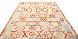 Tappeto Kilim Geometrico Arancione Mattone Beige 197x291 Cm
