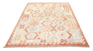 Tappeto Kilim Geometrico Arancione Celeste 153x201 Cm