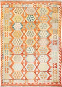 Tappeto Kilim Geometrico Arancione Beige 173x240 Cm