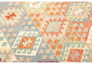 Tappeto Kilim Geometrico Arancione Azzurro 174x244 Cm