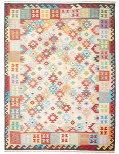 Tappeto Kilim Geometrico Avorio Multicolore 253x347 Cm