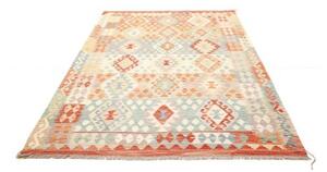 Tappeto Kilim Geometrico Arancione Azzurro 174x244 Cm