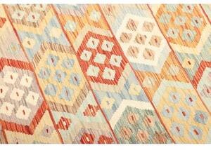 Tappeto Kilim Geometrico Arancione Azzurro 173x240 Cm