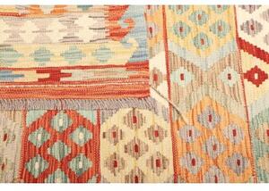 Tappeto Kilim Geometrico Arancione Azzurro 173x240 Cm