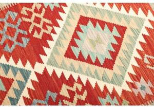 Tappeto Kilim Geometrico Verde Salvia Rosso 129x170 Cm