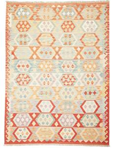 Tappeto Kilim Geometrico Arancione Azzurro 173x234 Cm