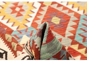 Tappeto Kilim Geometrico Rosso Mattone Azzurro 203x300 Cm