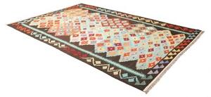 Tappeto Kilim Geometrico Azzurro Marrone Scuro 200x306 Cm