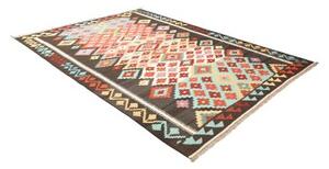 Tappeto Kilim Geometrico Marrone Scuro Azzurro 208x297 Cm