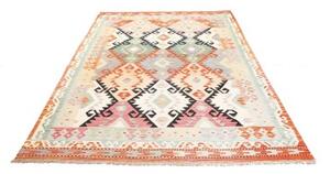 Tappeto Kilim Geometrico Verde Salvia Arancione 170x247 Cm