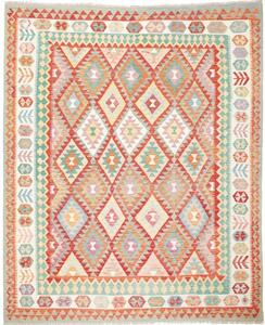 Tappeto Kilim Geometrico Avorio Rosso 247x294 Cm