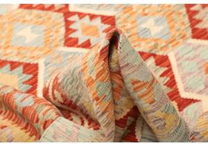 Tappeto Kilim Geometrico Arancione Azzurro 206x290 Cm
