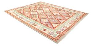 Tappeto Kilim Geometrico Avorio Rosso 247x294 Cm