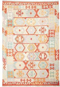 Tappeto Kilim Geometrico Rosso Ruggine Azzurro 169x246 Cm