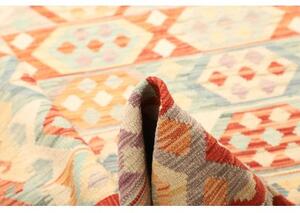 Tappeto Kilim Geometrico Arancione Azzurro 173x234 Cm
