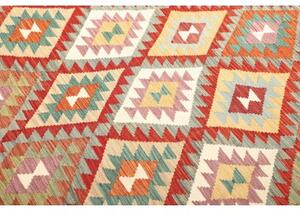 Tappeto Kilim Geometrico Avorio Rosso 247x294 Cm