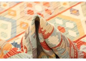 Tappeto Kilim Geometrico Arancione Azzurro 203x294 Cm