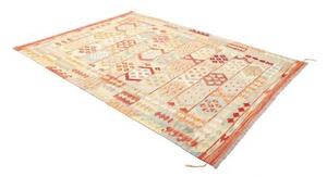 Tappeto Kilim Geometrico Arancione Azzurro 173x240 Cm