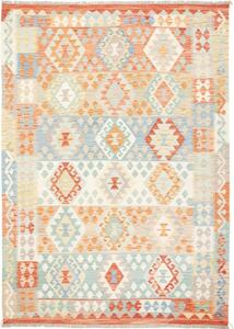 Tappeto Kilim Geometrico Arancione Azzurro 174x244 Cm
