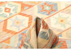 Tappeto Kilim Geometrico Arancione Azzurro 150x200 Cm
