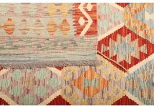 Tappeto Kilim Geometrico Arancione Azzurro 206x290 Cm