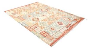 Tappeto Kilim Geometrico Arancione Azzurro 174x244 Cm
