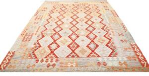 Tappeto Kilim Geometrico Arancione Azzurro 206x290 Cm