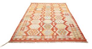 Tappeto Kilim Geometrico Arancione Beige 173x240 Cm