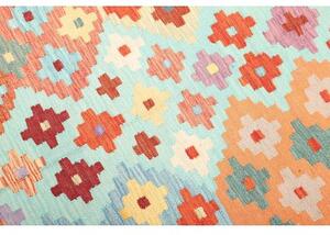 Tappeto Kilim Geometrico Azzurro Marrone Scuro 200x306 Cm