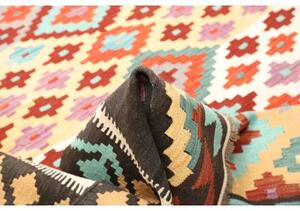 Tappeto Kilim Geometrico Marrone Scuro Azzurro 208x297 Cm