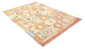 Tappeto Kilim Geometrico Arancione Azzurro 150x200 Cm