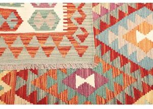 Tappeto Kilim Geometrico Avorio Rosso 247x294 Cm