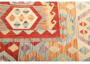 Tappeto Kilim Geometrico Arancione Azzurro 173x234 Cm