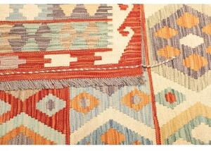 Tappeto Kilim Geometrico Arancione Azzurro 203x294 Cm