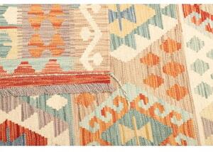 Tappeto Kilim Geometrico Arancione Azzurro 174x244 Cm