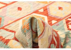 Tappeto Kilim Geometrico Rosso Ruggine Azzurro 169x246 Cm