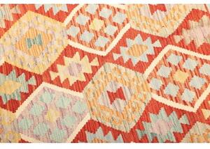 Tappeto Kilim Geometrico Arancione Azzurro 206x290 Cm