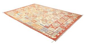 Tappeto Kilim Geometrico Arancione Azzurro 203x294 Cm