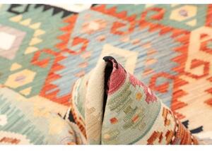 Tappeto Kilim Geometrico Verde Salvia Arancione 170x247 Cm