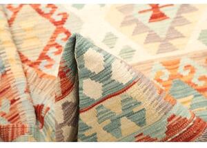 Tappeto Kilim Geometrico Arancione Azzurro 174x244 Cm