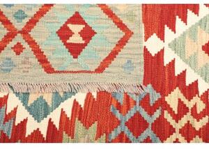 Tappeto Kilim Geometrico Verde Salvia Rosso 129x170 Cm