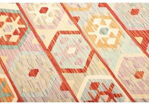 Tappeto Kilim Geometrico Rosso Ruggine Azzurro 169x246 Cm