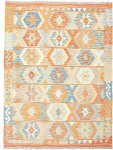 Tappeto Kilim Geometrico Arancione Azzurro 150x200 Cm