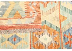 Tappeto Kilim Geometrico Arancione Azzurro 150x200 Cm